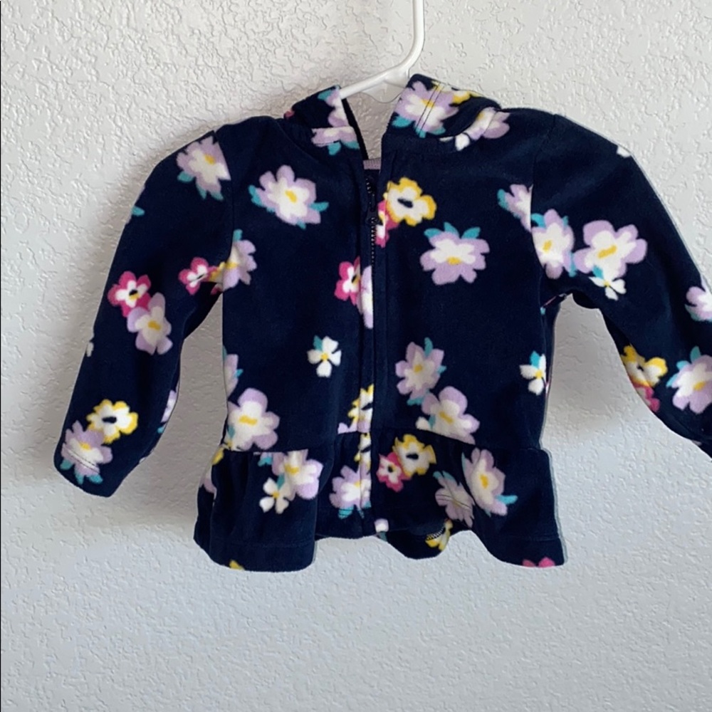 Navy blue zip up fleece hoodie